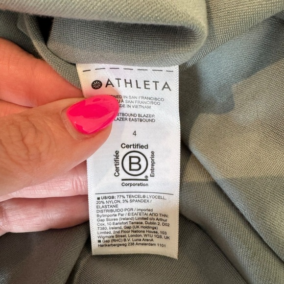 Athleta - Eastbound Ponte Stretch Knit Open Front BlazerJacket Sage Green Sz 4 - Picture 7 of 7